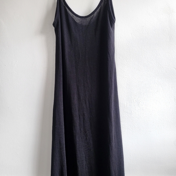 Zara Ribbed Slip Spaghetti Strap Black Midi Dress New Size Small - Picture 5 of 12